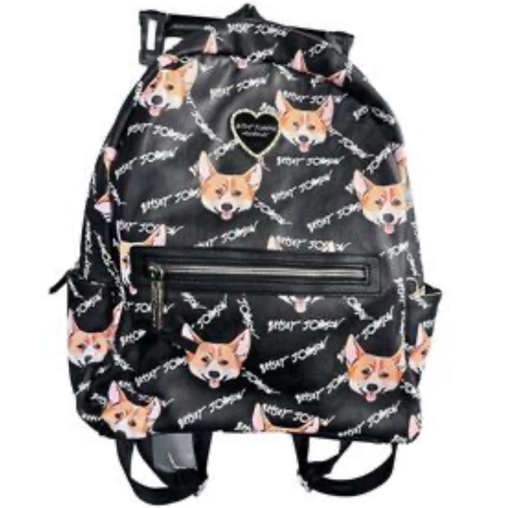 Betsy Johnson Corgi Print Backpack with Zip Wallet